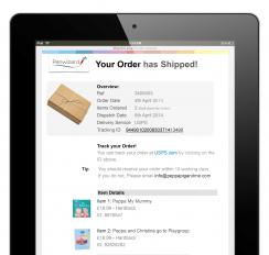 Order Shipped Email for Tablet